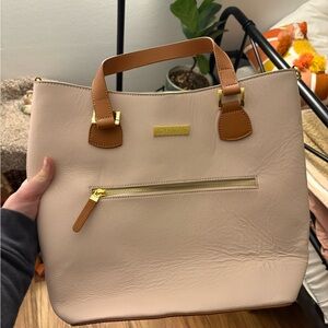 Joy & Iman Beige and Brown Tote Bag